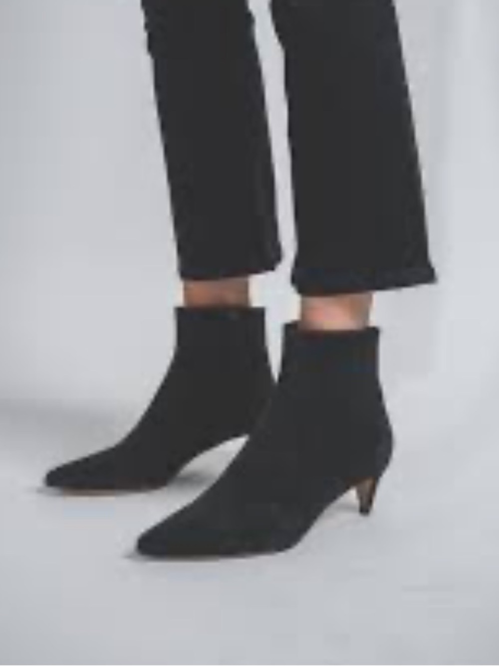 Isabel Marant Black suede Pointed-Kitten Heel Ankle Boots
